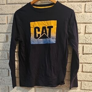 Caterpillar Navy and Yellow Long Sleeve Tee
